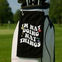 Retro Groovy Im Nat Doing Nat Things Funny MotherS Day Golf Towel thumb 2