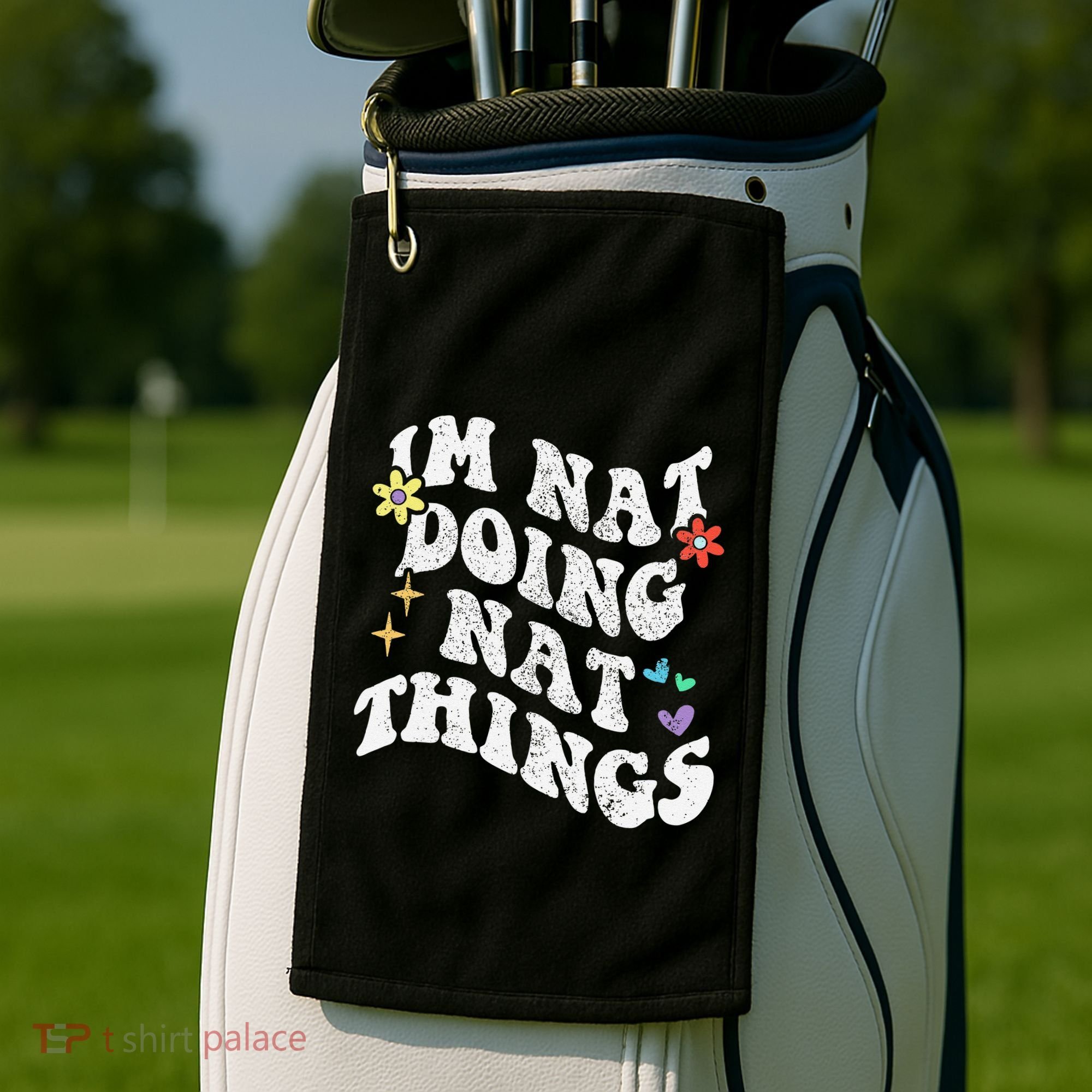 Retro Groovy Im Nat Doing Nat Things Funny MotherS Day Golf Towel