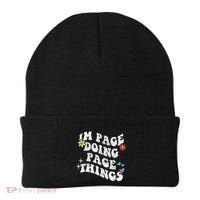 Retro Groovy Im Page Doing Page Things Funny MotherS Day Beanie thumb 0