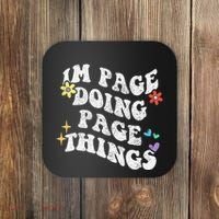 Retro Groovy Im Page Doing Page Things Funny MotherS Day Coaster thumb 0