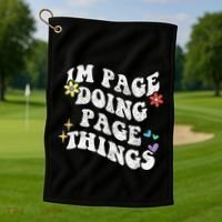 Retro Groovy Im Page Doing Page Things Funny MotherS Day Golf Towel thumb 1