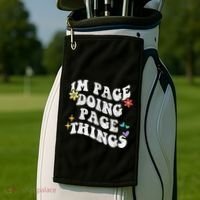 Retro Groovy Im Page Doing Page Things Funny MotherS Day Golf Towel thumb 2
