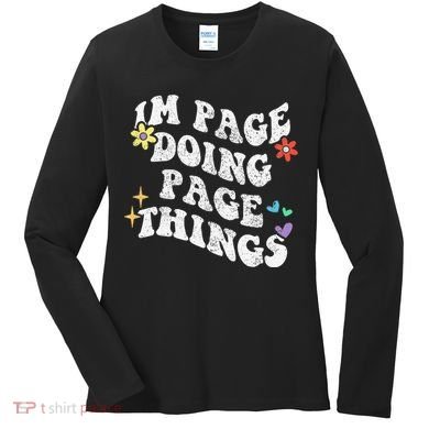 Retro Groovy Im Page Doing Page Things Funny MotherS Day Women's Long Sleeve Shirt