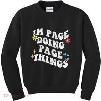 Retro Groovy Im Page Doing Page Things Funny MotherS Day Kids Sweatshirt thumb 0