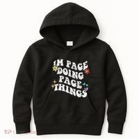 Retro Groovy Im Page Doing Page Things Funny MotherS Day Kids Hoodie thumb 0
