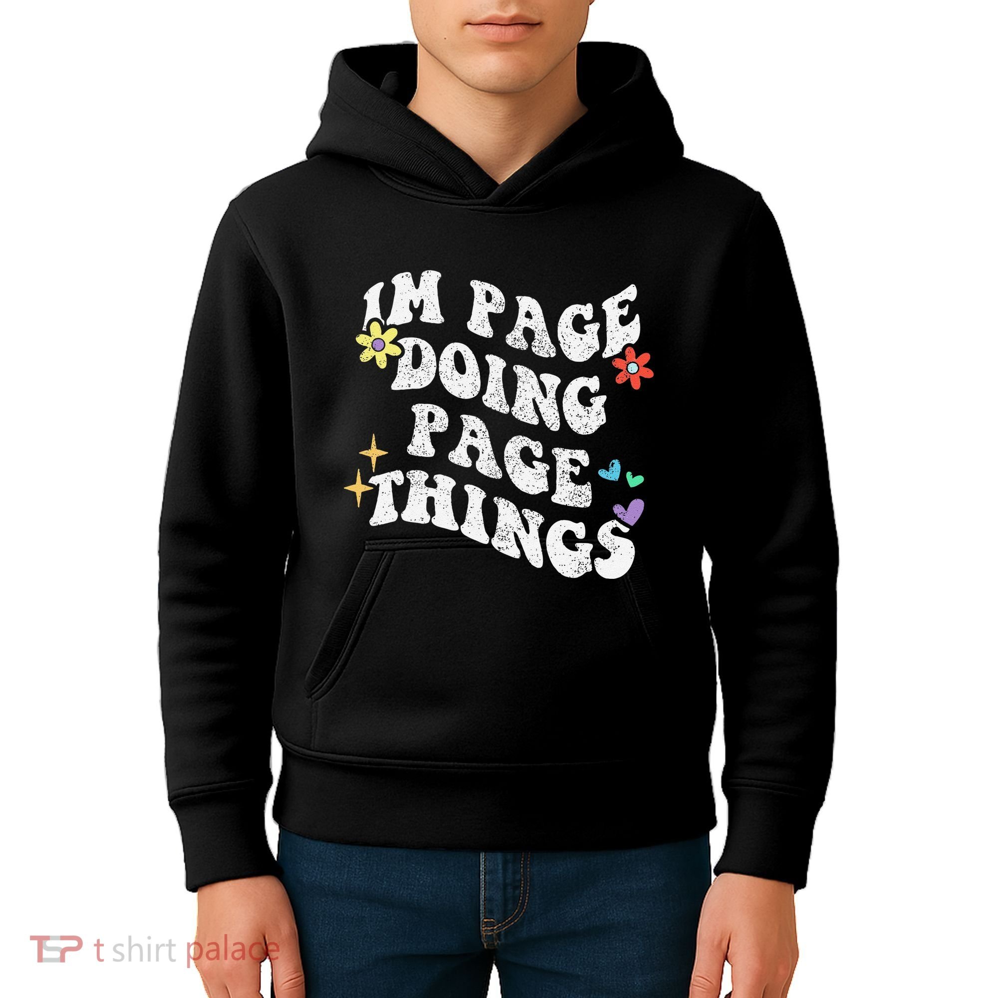 Retro Groovy Im Page Doing Page Things Funny MotherS Day Kids Hoodie