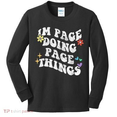 Retro Groovy Im Page Doing Page Things Funny MotherS Day Kids Long Sleeve Shirt
