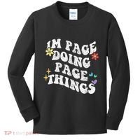 Retro Groovy Im Page Doing Page Things Funny MotherS Day Kids Long Sleeve Shirt thumb 0