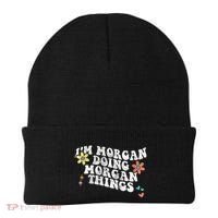 Retro Groovy Im Morgan Doing Morgan Things Funny Mothers Day Beanie thumb 0