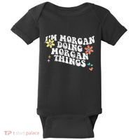 Retro Groovy Im Morgan Doing Morgan Things Funny Mothers Day Baby Bodysuit thumb 0