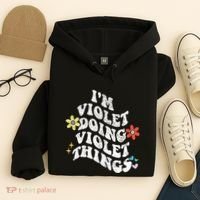 Retro Groovy Im Violet Doing Violet Things Funny MotherS Hoodie thumb 4