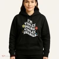 Retro Groovy Im Violet Doing Violet Things Funny MotherS Hoodie thumb 5