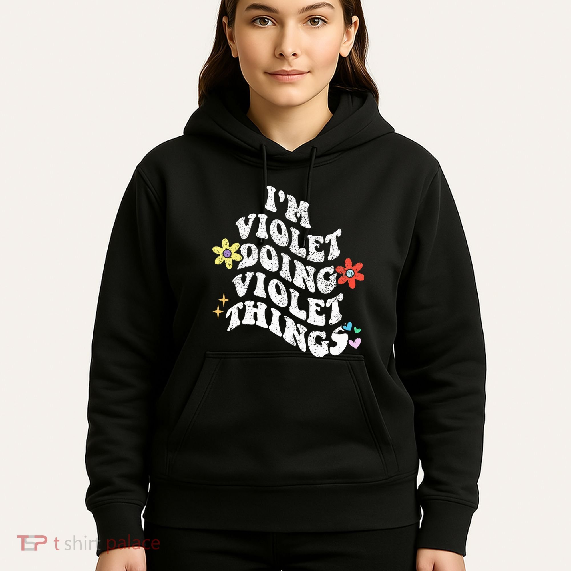 Retro Groovy Im Violet Doing Violet Things Funny MotherS Hoodie