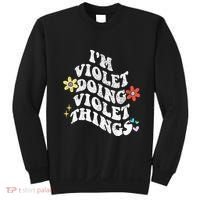 Retro Groovy Im Violet Doing Violet Things Funny MotherS Sweatshirt thumb 0