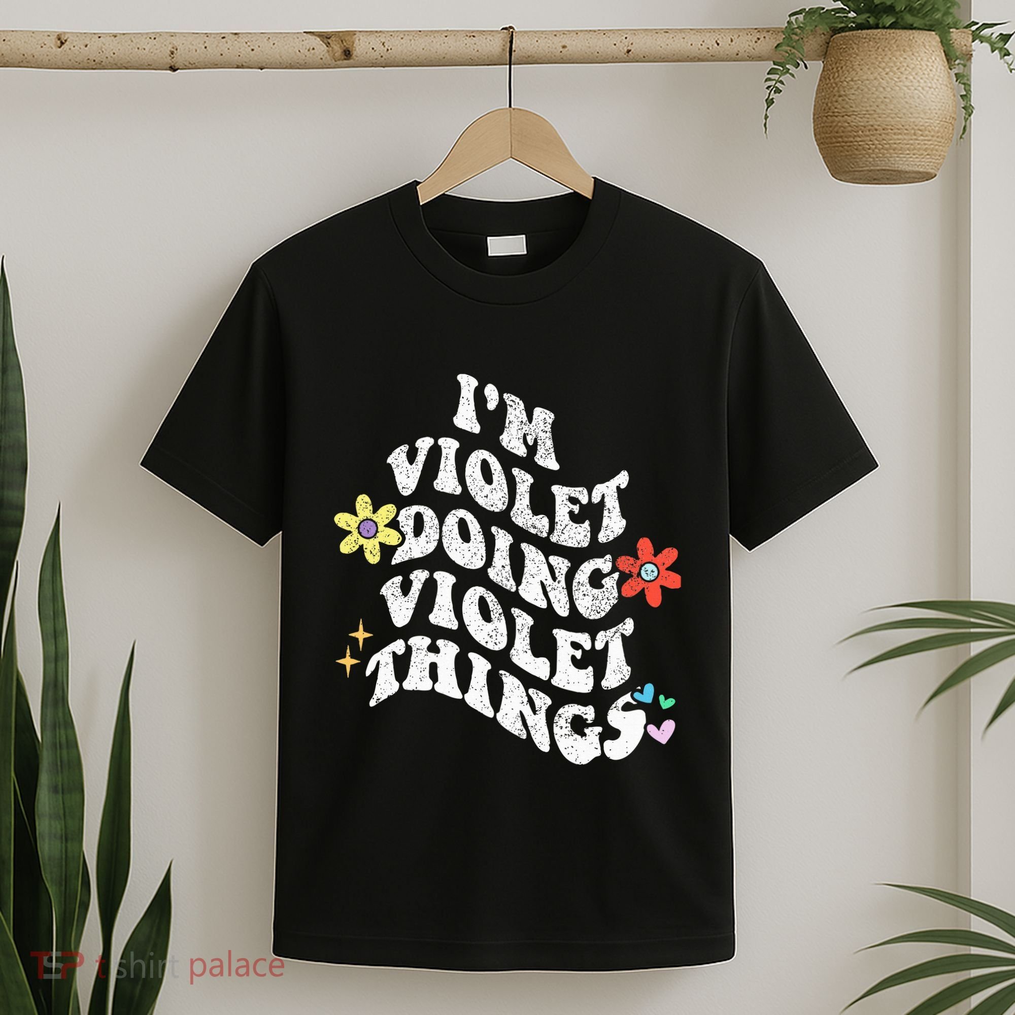 Retro Groovy Im Violet Doing Violet Things Funny MotherS T-Shirt