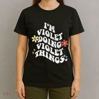 Retro Groovy Im Violet Doing Violet Things Funny MotherS T-Shirt thumb 4