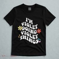 Retro Groovy Im Violet Doing Violet Things Funny MotherS T-Shirt thumb 5