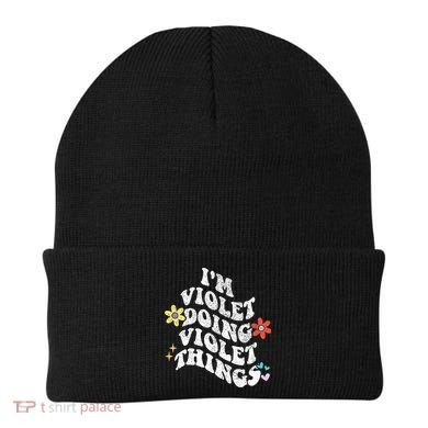 Retro Groovy Im Violet Doing Violet Things Funny MotherS Beanie