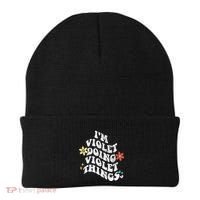 Retro Groovy Im Violet Doing Violet Things Funny MotherS Beanie thumb 0