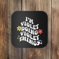 Retro Groovy Im Violet Doing Violet Things Funny MotherS Coaster thumb 0
