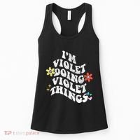 Retro Groovy Im Violet Doing Violet Things Funny MotherS Women's Tank Top thumb 0