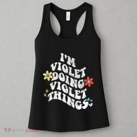 Retro Groovy Im Violet Doing Violet Things Funny MotherS Women's Tank Top thumb 3