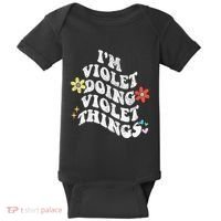 Retro Groovy Im Violet Doing Violet Things Funny MotherS Baby Bodysuit thumb 0