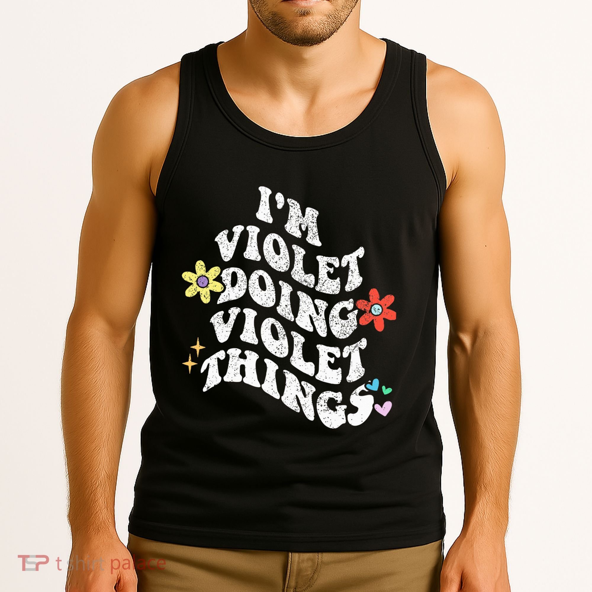 Retro Groovy Im Violet Doing Violet Things Funny MotherS Tank Top
