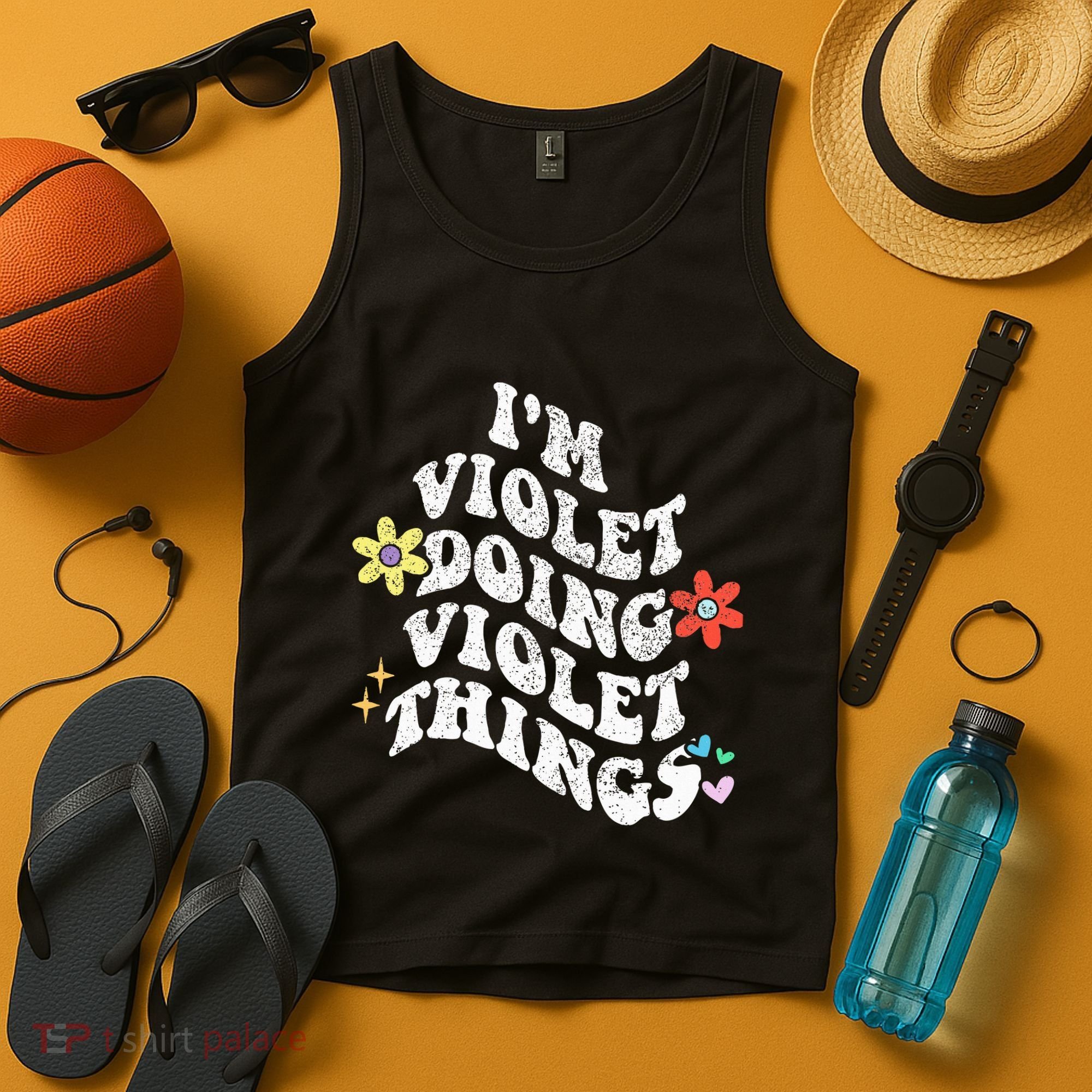 Retro Groovy Im Violet Doing Violet Things Funny MotherS Tank Top