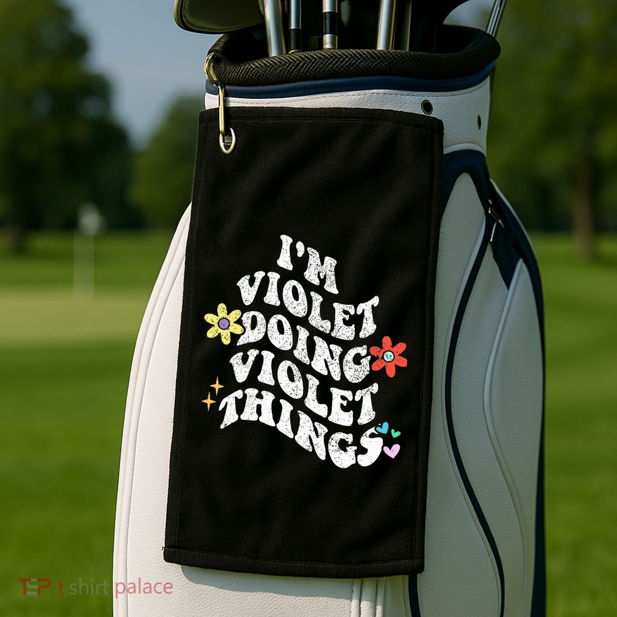 Retro Groovy Im Violet Doing Violet Things Funny MotherS Golf Towel