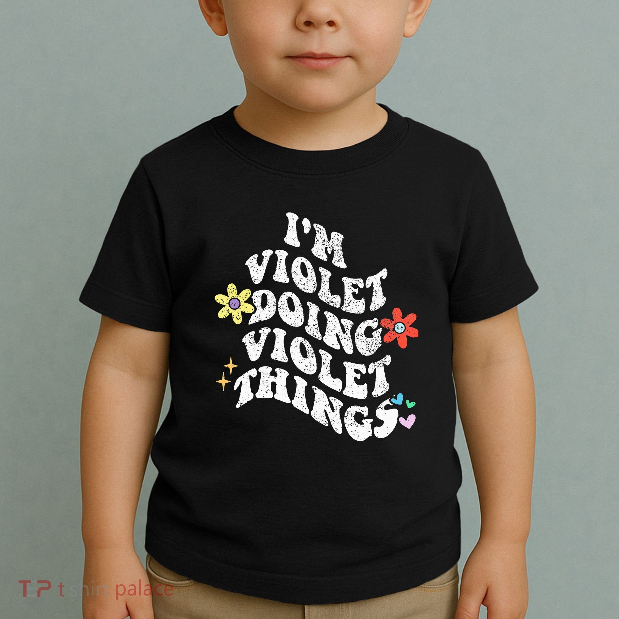Retro Groovy Im Violet Doing Violet Things Funny MotherS Toddler T-Shirt