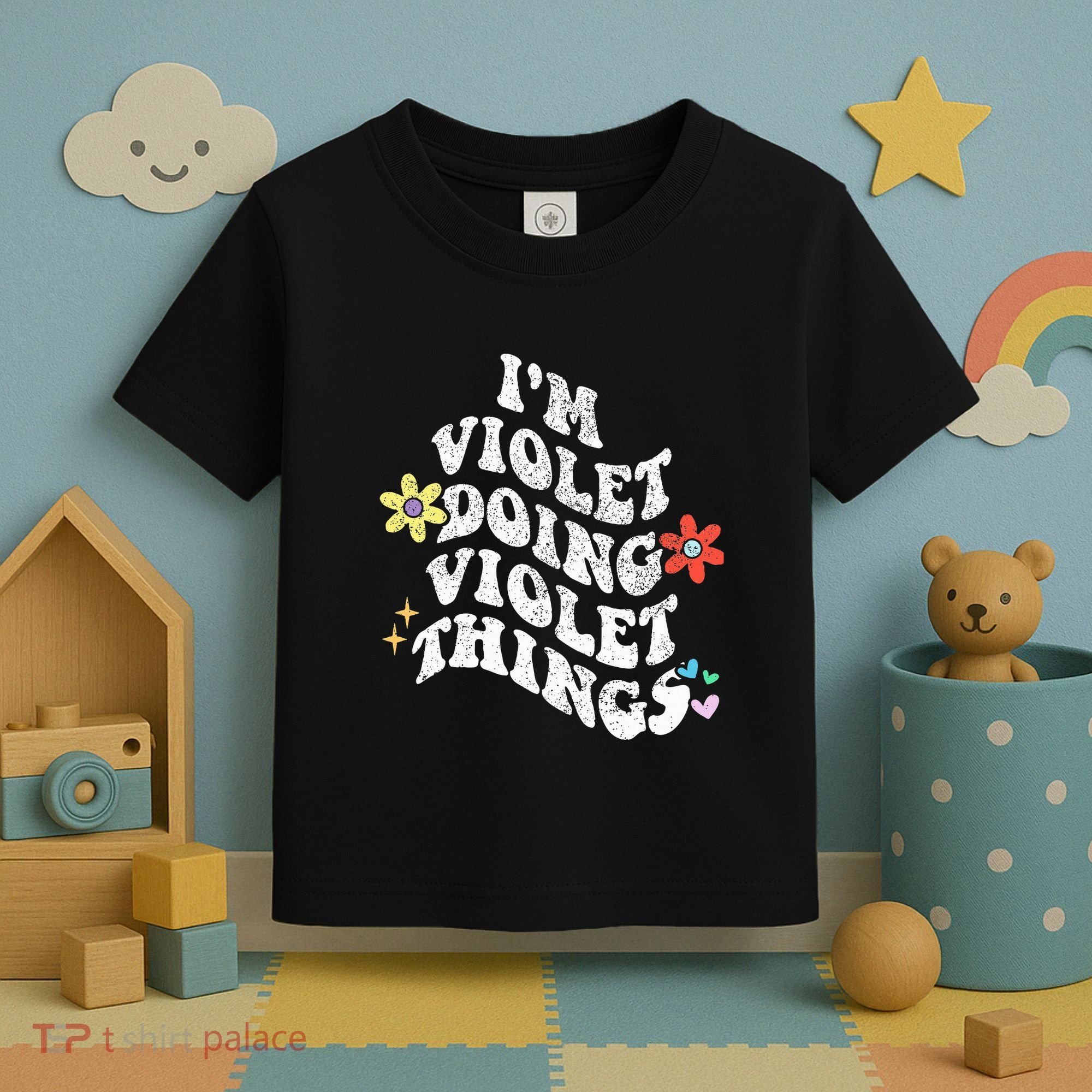 Retro Groovy Im Violet Doing Violet Things Funny MotherS Toddler T-Shirt