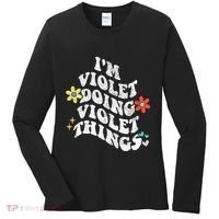 Retro Groovy Im Violet Doing Violet Things Funny MotherS Women's Long Sleeve Shirt thumb 0