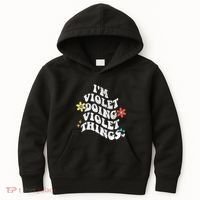 Retro Groovy Im Violet Doing Violet Things Funny MotherS Kids Hoodie thumb 0