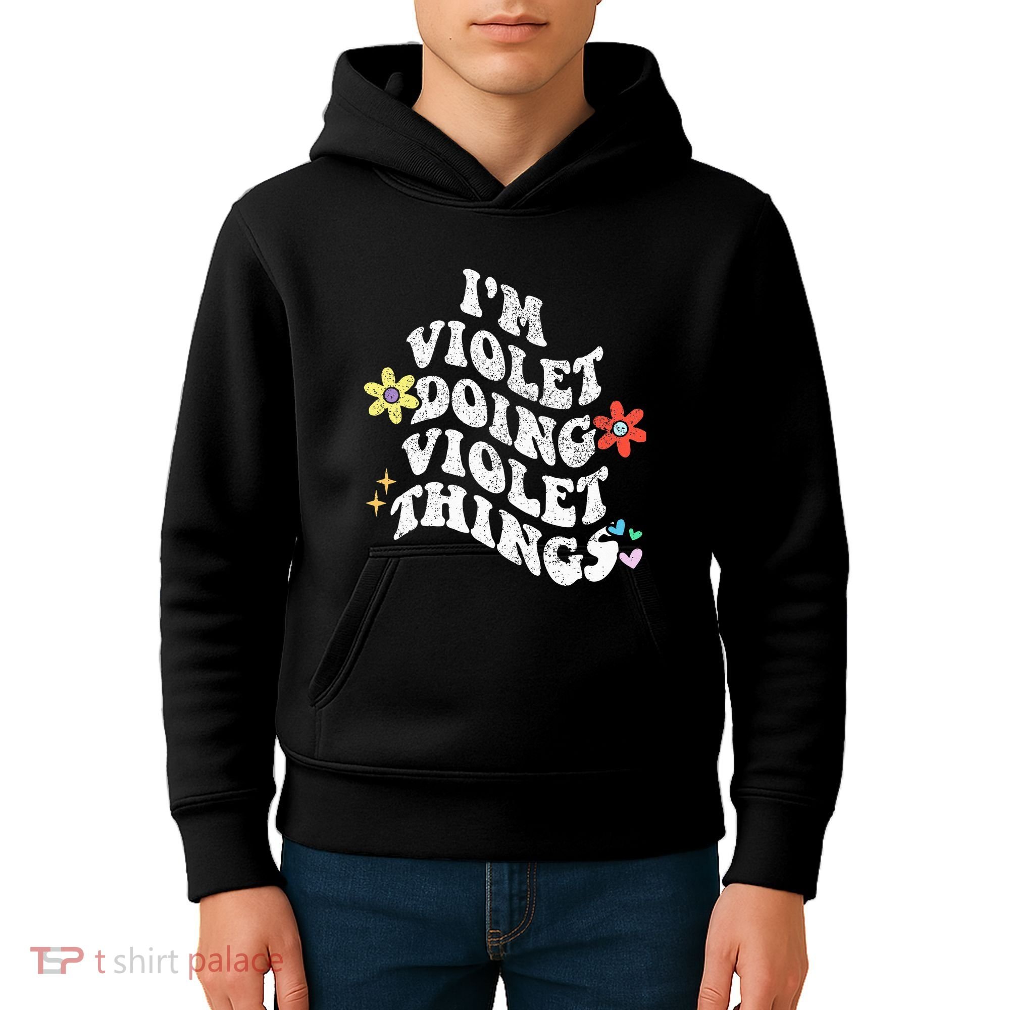 Retro Groovy Im Violet Doing Violet Things Funny MotherS Kids Hoodie
