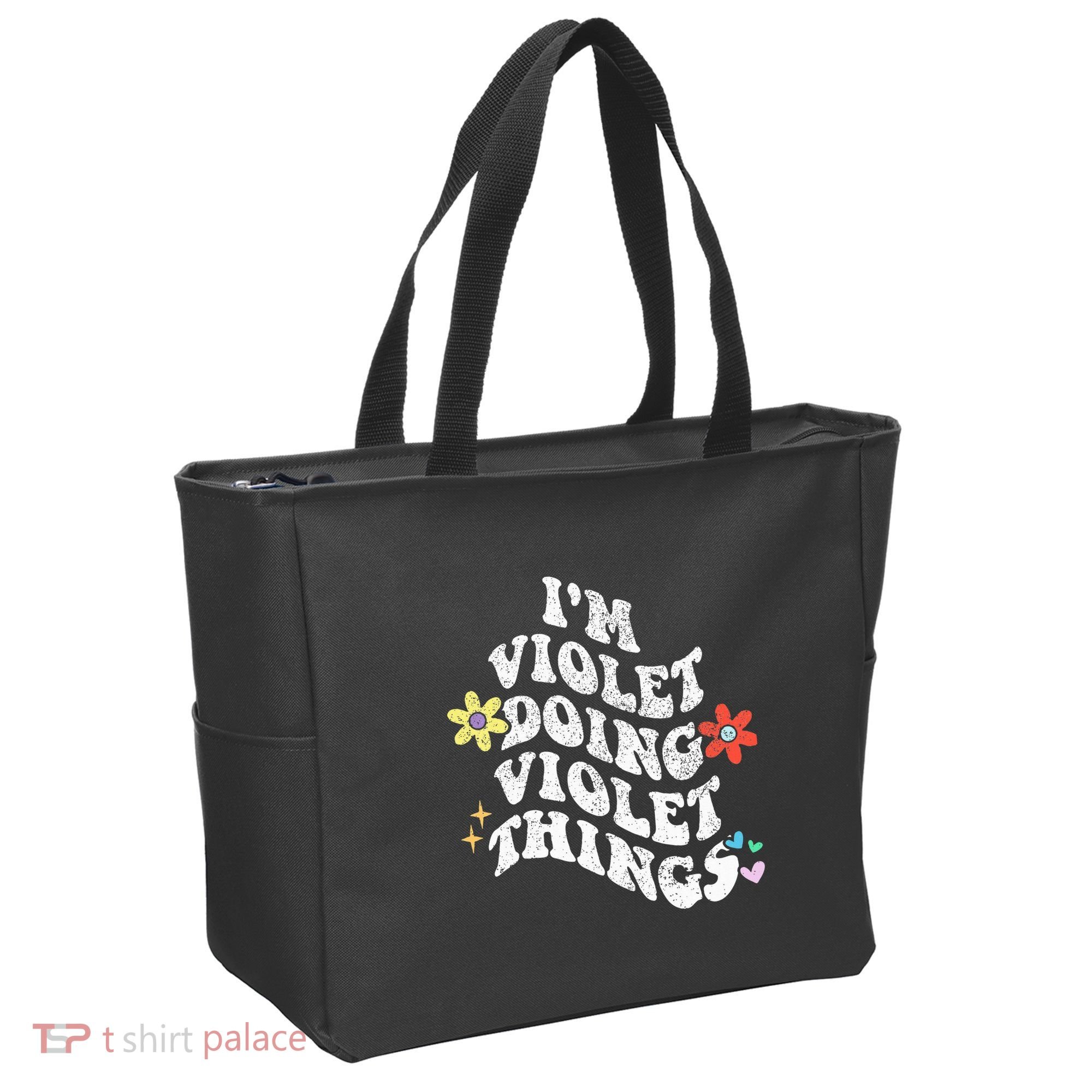 Retro Groovy Im Violet Doing Violet Things Funny MotherS Tote Bag