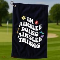 Retro Groovy Im Ainslee Doing Ainslee Things Funny MotherS Golf Towel thumb 1