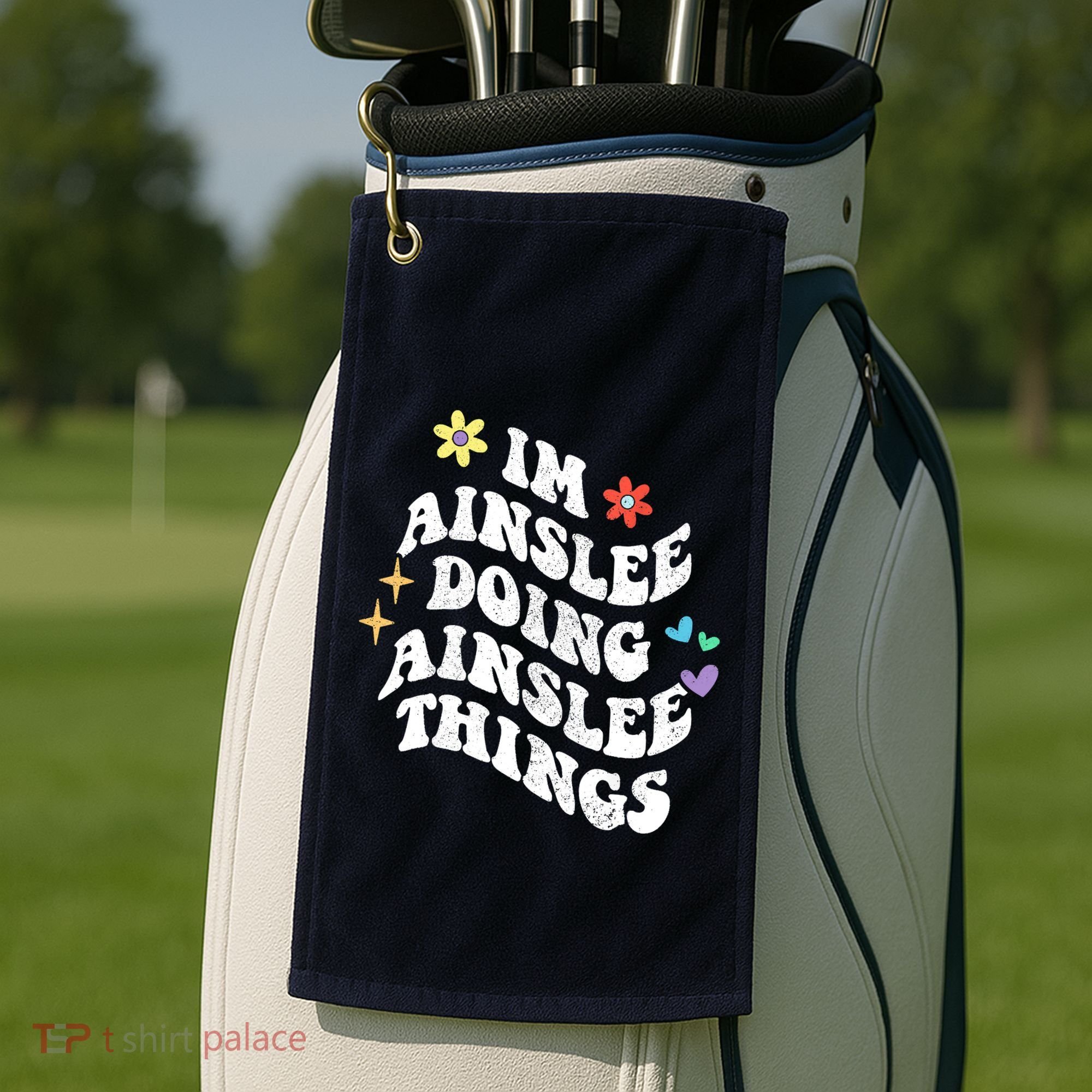 Retro Groovy Im Ainslee Doing Ainslee Things Funny MotherS Golf Towel