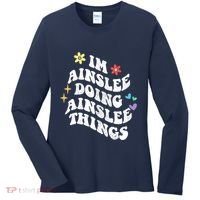 Retro Groovy Im Ainslee Doing Ainslee Things Funny MotherS Women's Long Sleeve Shirt thumb 0