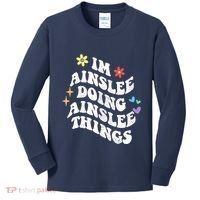 Retro Groovy Im Ainslee Doing Ainslee Things Funny MotherS Kids Long Sleeve Shirt thumb 0