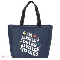 Retro Groovy Im Ainslee Doing Ainslee Things Funny MotherS Tote Bag thumb 0