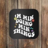 Retro Groovy Im Min Doing Min Things Funny MotherS Day Coaster thumb 0