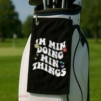 Retro Groovy Im Min Doing Min Things Funny MotherS Day Golf Towel thumb 2