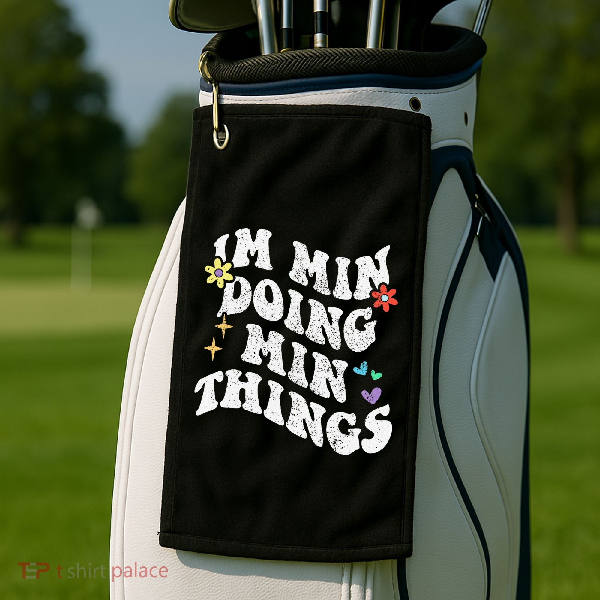 Retro Groovy Im Min Doing Min Things Funny MotherS Day Golf Towel