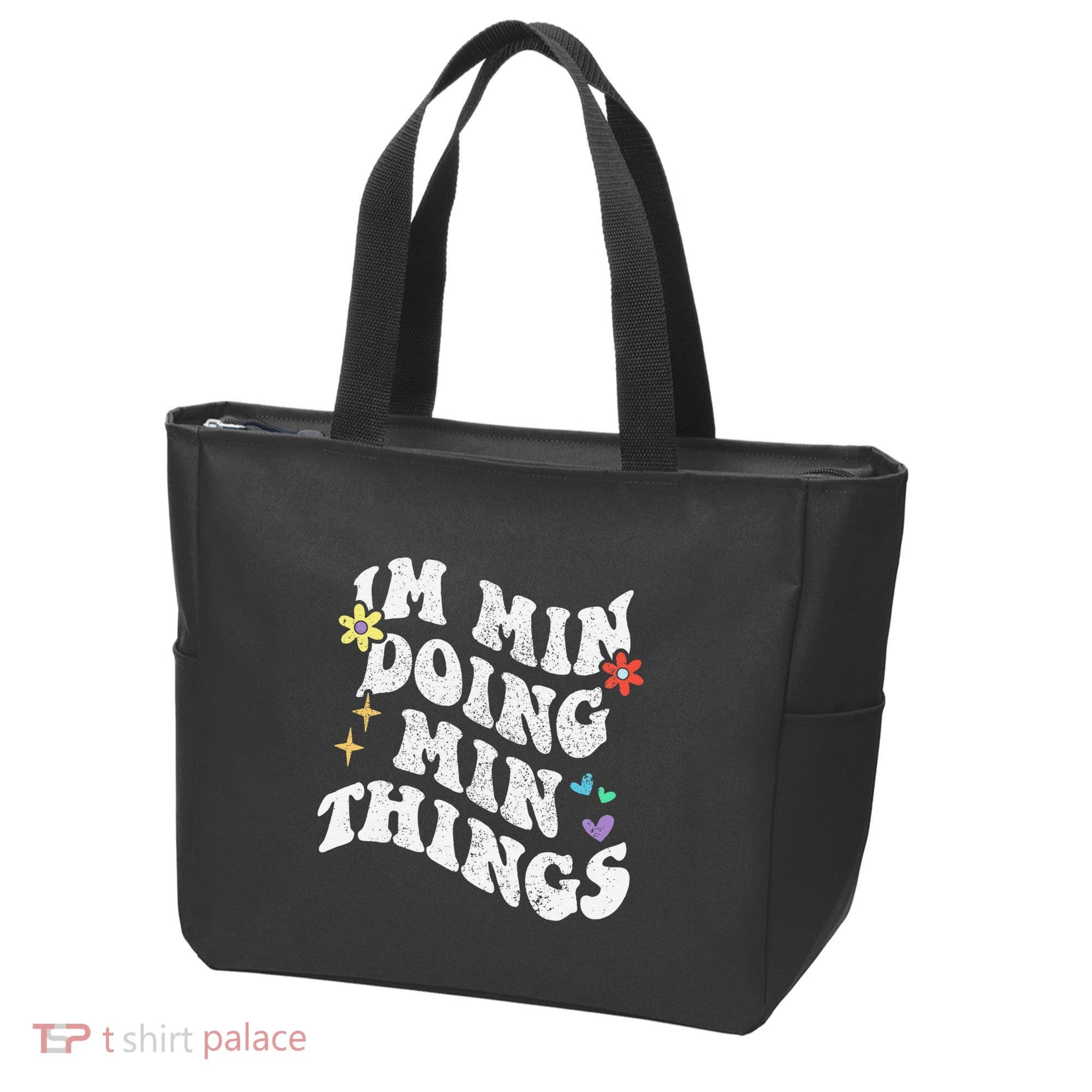 Retro Groovy Im Min Doing Min Things Funny MotherS Day Tote Bag