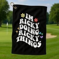 Retro Groovy Im Ricky Doing Ricky Things Funny MotherS Day Golf Towel thumb 1