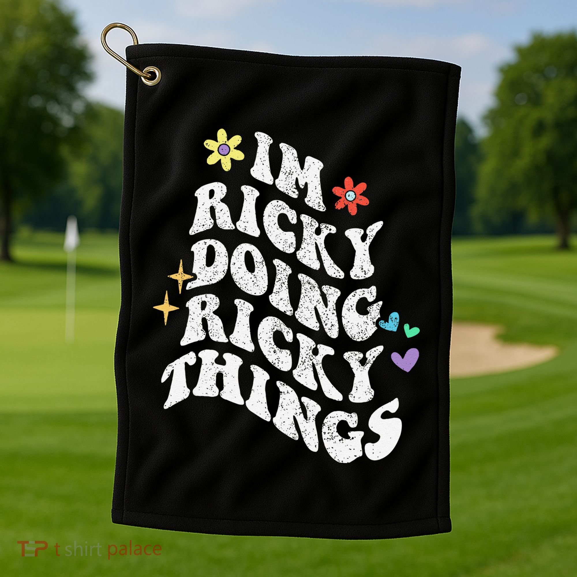 Retro Groovy Im Ricky Doing Ricky Things Funny MotherS Day Golf Towel