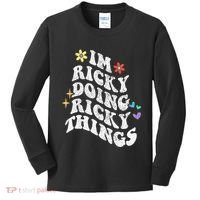 Retro Groovy Im Ricky Doing Ricky Things Funny MotherS Day Kids Long Sleeve Shirt thumb 0