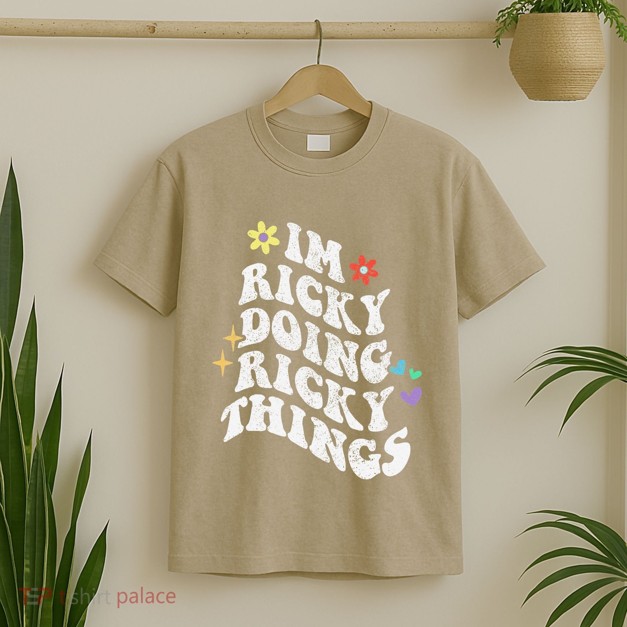 Retro Groovy Im Ricky Doing Ricky Things Funny MotherS Day T-Shirt