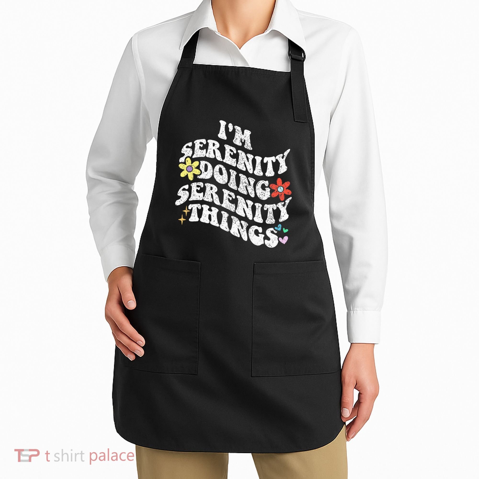 Retro Groovy Im Serenity Doing Serenity Things Funny Apron